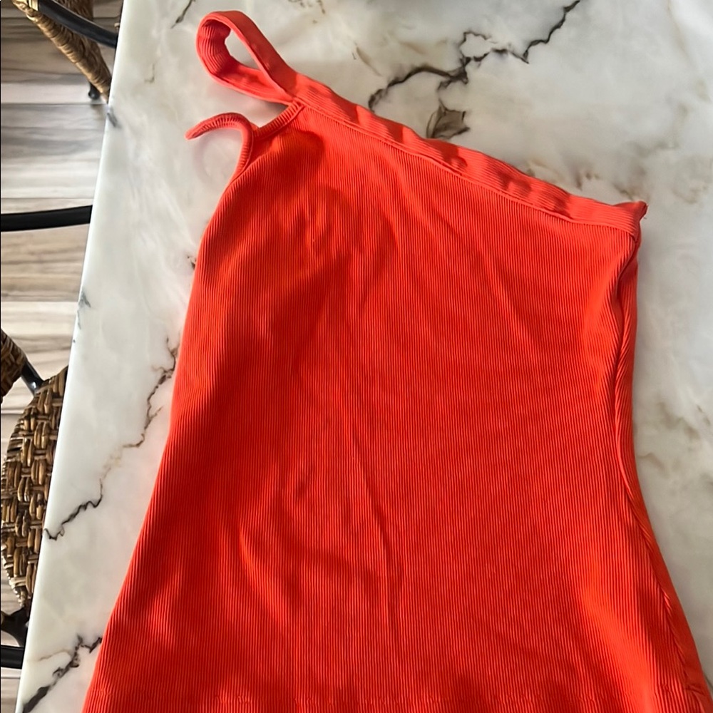 Anthropologie Orange Asymmetrical Sleeveless Tank Top